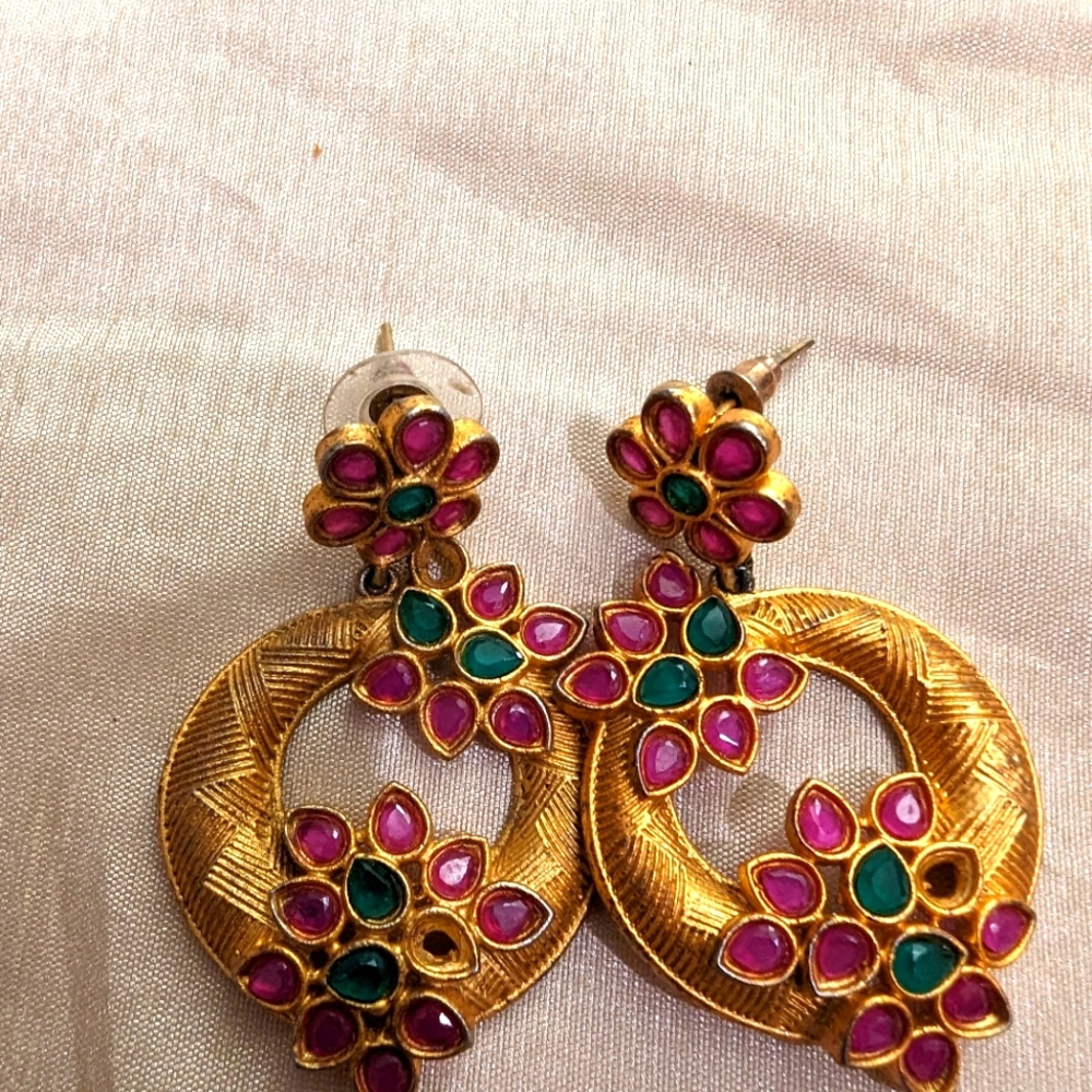 Beautiful Kundan multi stone earrings.Rare find
